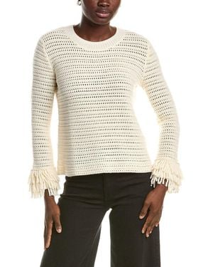 Johnny Was The Layered Fringe Wool & Cashmere-Blend Crewneck Jumper - White