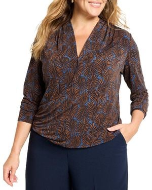 NIC+ZOE Plus Feather Fern Wrap Top - Purple