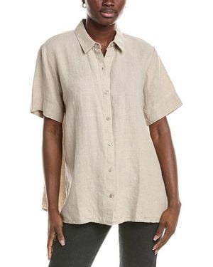 Eileen Fisher Short Sleeve Linen Long Shirt - Natural