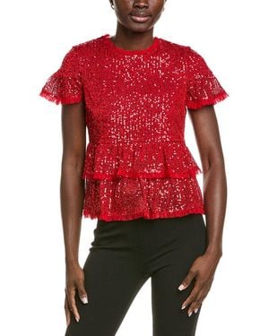 Endless Rose Sequin Babydoll Top - Red