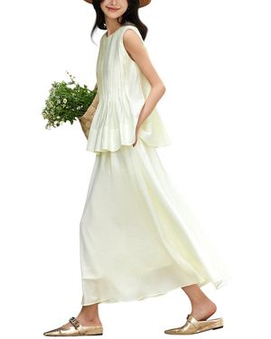 OUNIXUE 2Pc Blouse & Skirt Set - Green