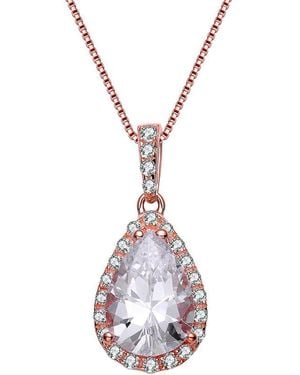 Genevive Jewelry 18k Rose Gold Plated Cz Pendant - White