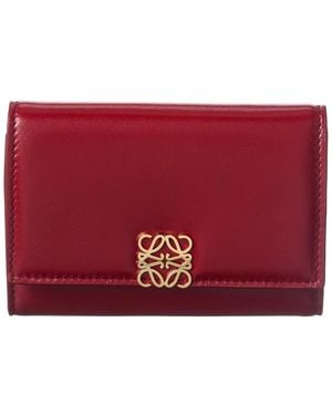 Loewe Puffer Anagram Small Leather Vertical Wallet - Red