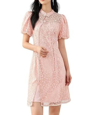 OUNIXUE Short Sleeve Mini Dress - Pink
