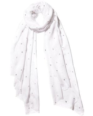 Blue Pacific Vintage Icon Musical Notes Cashmere-Blend Scarf - White