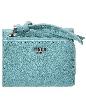 Fendi Peekaboo Tri-Fold Leather Wallet in White | Lyst