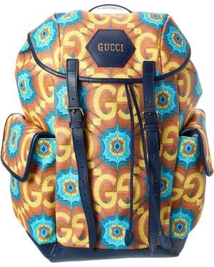 Gucci Canvas & Leather Backpack - Blue