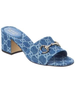 Gucci Horsebit Denim Sandal - Blue