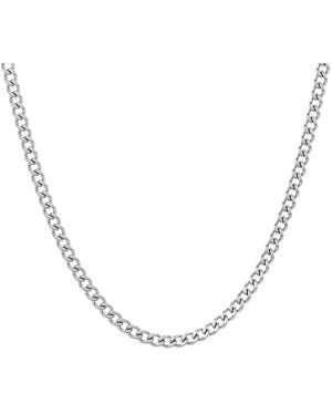 Adornia Rhodium Plated Cuban Chain Necklace - Metallic