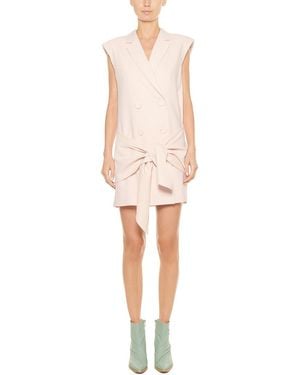 Tibi Suiting Sleeveless Linen-Blend Jacket Dress - Pink
