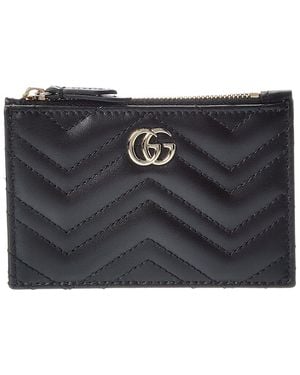 Gucci Gg Marmont Zip Leather Key Pouch - Black