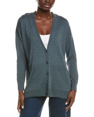 Eileen Fisher V-Neck Wool Cardigan - Blue