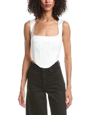 GUIZIO Satin Lace Up Bustier - White