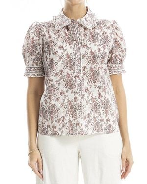 Max Studio Collar Top - White
