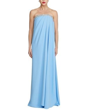 Halston Fleur Strapless Gown - Blue