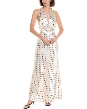 Bardot Citron Polka Dot Midi Dress - White