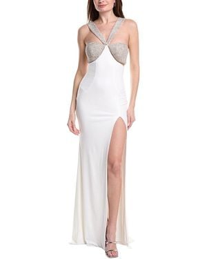 Jovani Solid Embellished Gown - White