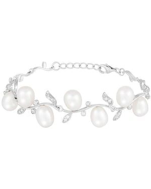 Splendid Diamond 7-8Mm Pearl Heart Bracelet - White