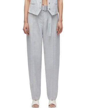 3.1 Phillip Lim Tailored Belted Tapered Linen-Blend Trouser - Grey