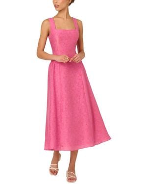 Adrianna Papell Jacquard Midi Dress - Pink