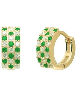 Gabi Rielle 14k Over Silver Cz Maison Huggie Earrings - Green