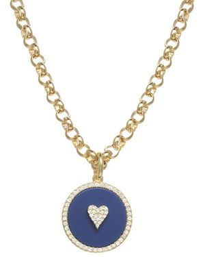 Rachel Reinhardt Jewelry 14K Over Lapis Cz Pendant Necklace - Blue