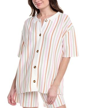 Fate Stripe Knitted Shirt - White