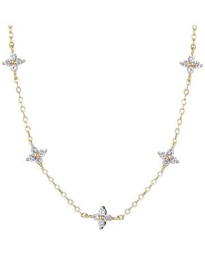 Adornia 14K Plated Cz Flower Station Necklace - Natural