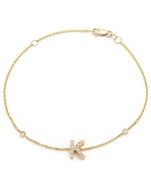 Jane Basch 14k Diamond Initial Bracelet - White