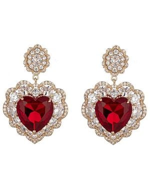 Eye Candy LA Cz Valentine Dangle Earrings - Red
