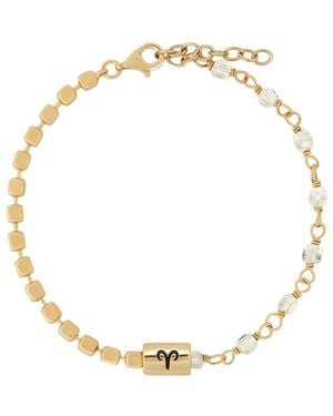 Karma and Luck Zodiac Plated Crystal Quartz Beaded Bracelet - Metallic