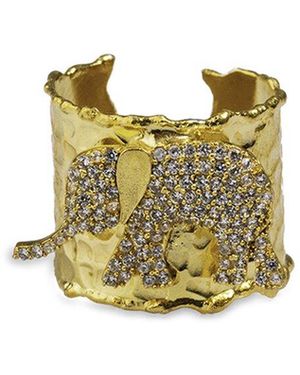 Ebru Jewelry Protection & Luck Plated Cz Cuff Ring - Multicolour