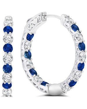MaxColor 4.00 Ct. Tw. Lab-Grown Sapphire Hoop Earrings - Blue