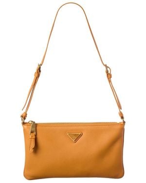Prada Logo Small Leather Shoulder Bag - Orange