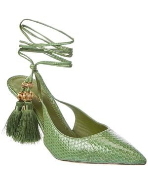 Tory Burch Capri Wrap Snake-Embossed Leather Pump - Green