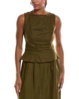 Seraphin Linen-Blend Blouson Vest - Green