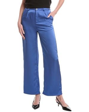 Gracia Satin Wide Leg Dress Pant - Blue