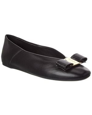 Ferragamo Vara Bow Leather Flat - Black