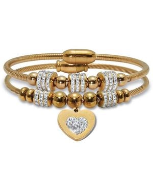 Palmbeach Jewelry Plated Stainless Steel Crystal Bracelet - White