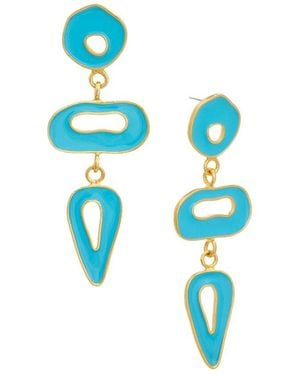 Kenneth Jay Lane 22K Plated Dangle Earrings - Blue