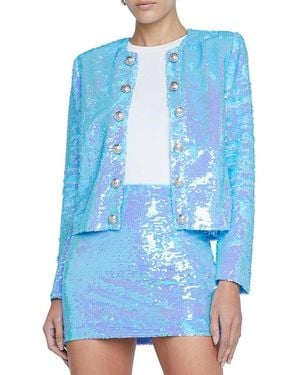 L'Agence Cerise Collarless Jacket - Blue