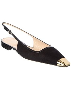 Alexandre Birman Olivia Suede & Leather Slingback Flat - Black