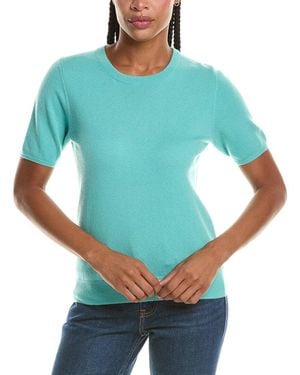 N.Peal Cashmere Milly 100% Cashmere Classic T-Shirt - Blue