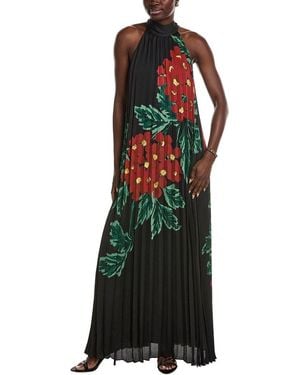 Emanuel Ungaro Lester Halter Sleeveless Pleated Maxi Dress - Red