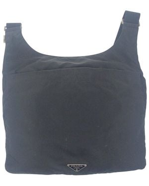 Prada Tessuto Triangle Logo Shoulder Bag (Authentic Pre-Loved) - Grey
