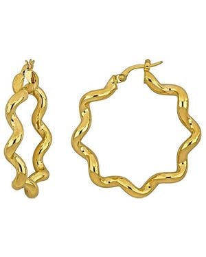 Italian Gold 14K Italian Wavy Hoops - Metallic