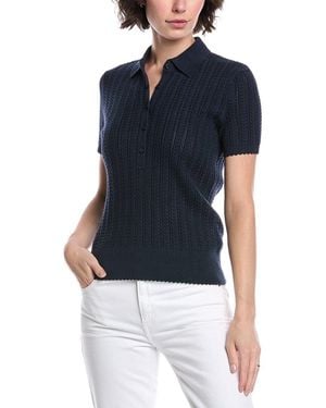 Brooks Brothers Cable Polo Sweater - Blue