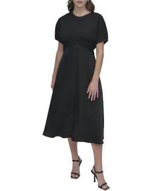 DKNY Mix Media Dolman Dress - Black