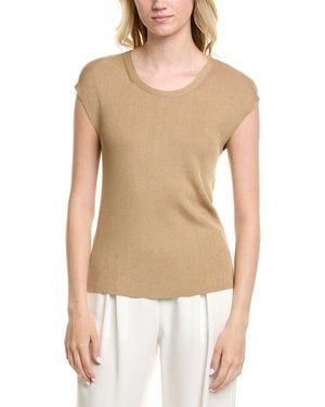 Lafayette 148 New York Ribbed Wide Silk-Blend Pullover - Natural