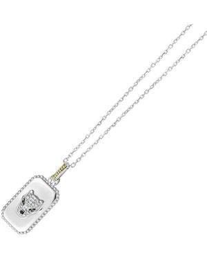Phillip Gavriel 18K Over 0.09 Ct. Tw. Diamond & Gemstone Panther Medallion Tag Necklace - White